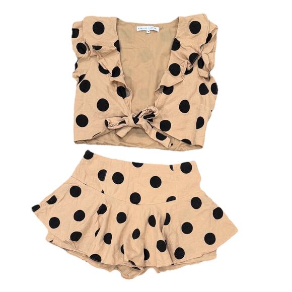 English Factory Polka Dot Ruffled Crop Top & Shorts Set - Picture 2 of 8